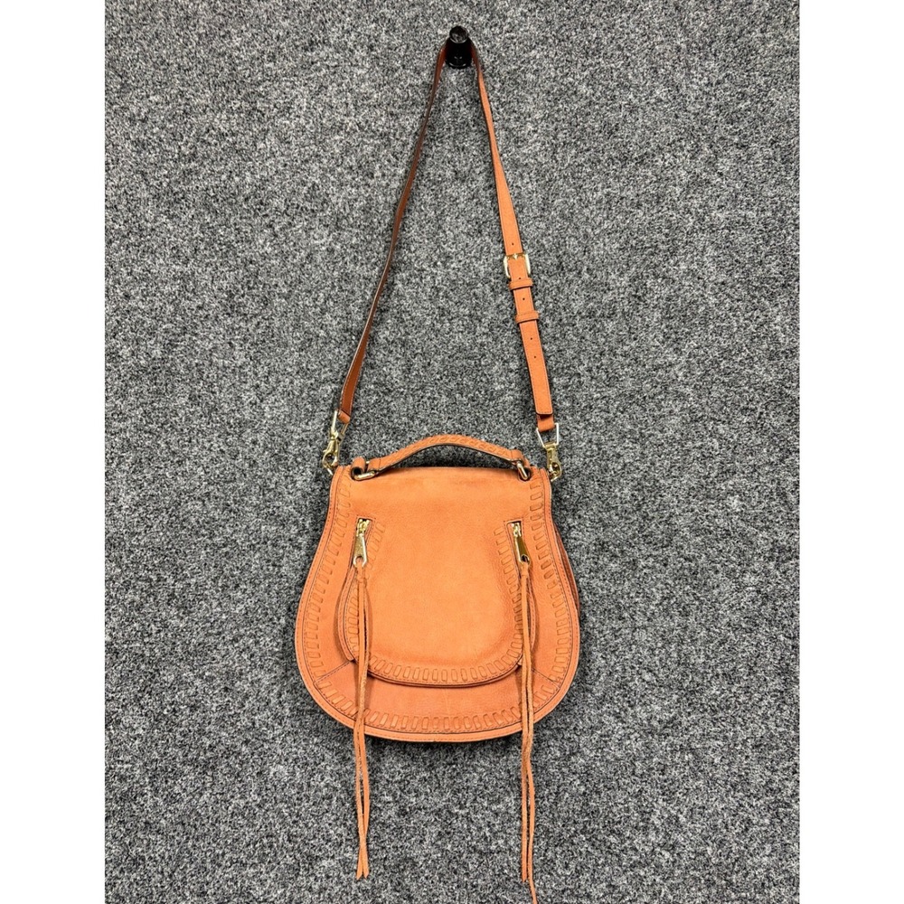 Rebecca Minkoff Bag Women OS Tan Leather Saddle Crossbody Tassel Boho Whipstitch